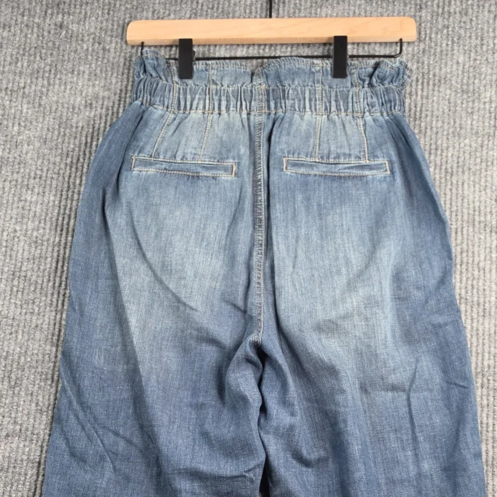 Free People Margate Jeans Womens XS Medium Blue Wash Paperbag Trouser Casual Y2K